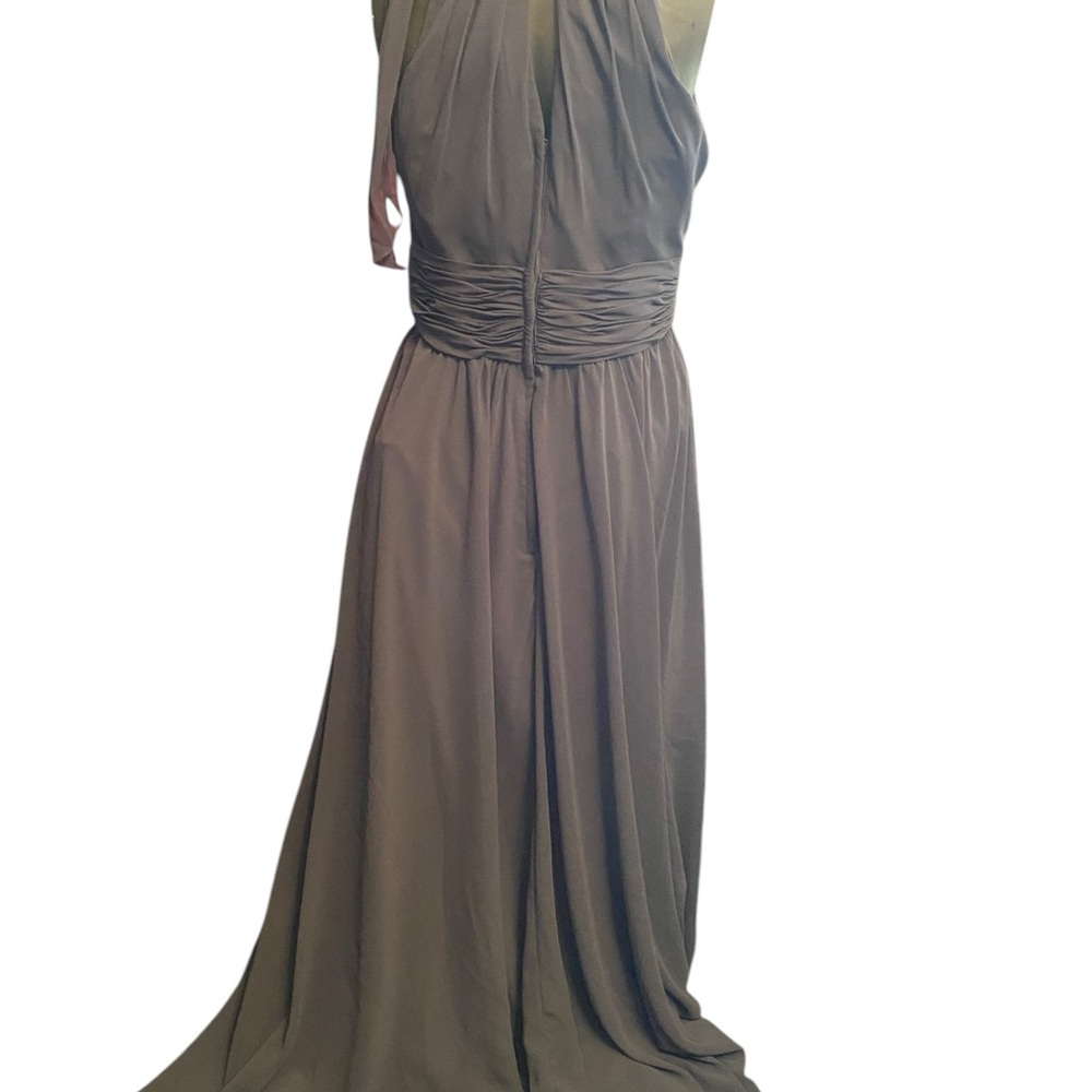 Evening Wear Soft Grey Flowing Full Length Dress Size 16 - Picture 7 of 8